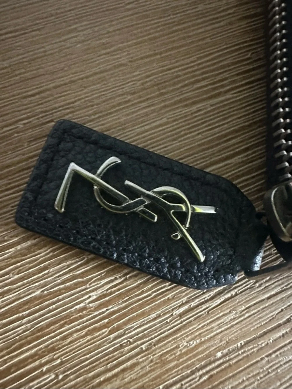 Saint Laurent Black Pebbled Leather Zip Around Wallet